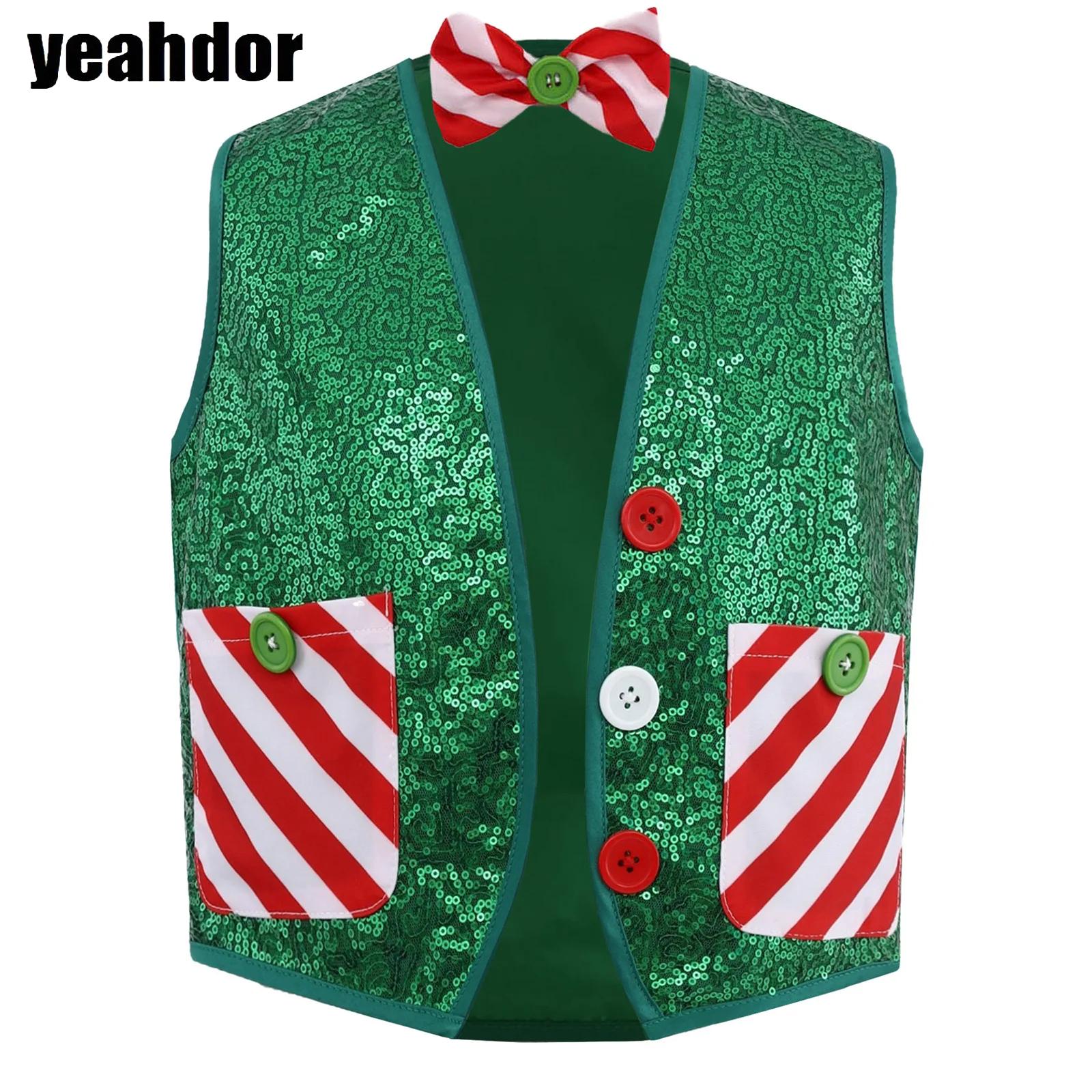 Elf Costume Christmas - Boys Christmas Sequin Santa Elf Vest