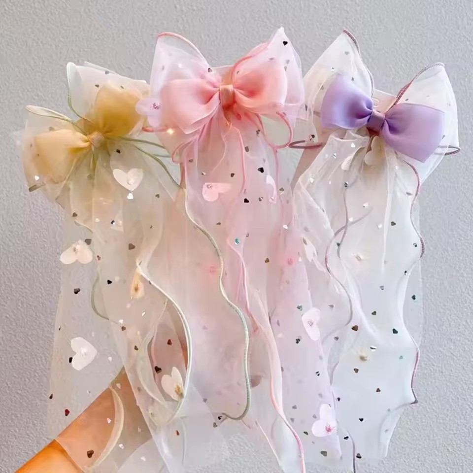 Korean Fairy Mesh Bow Hair Cli - Ribbon Bow Gift recension och pris